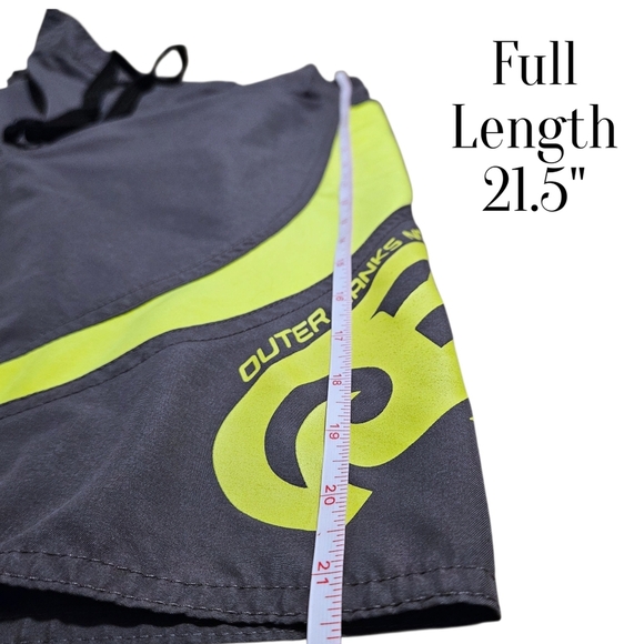 Mens y2k Outer Banks NC Board Shorts Swim Trunks S Gray Yellow U.S. Apparel 11" - Picture 9 of 9